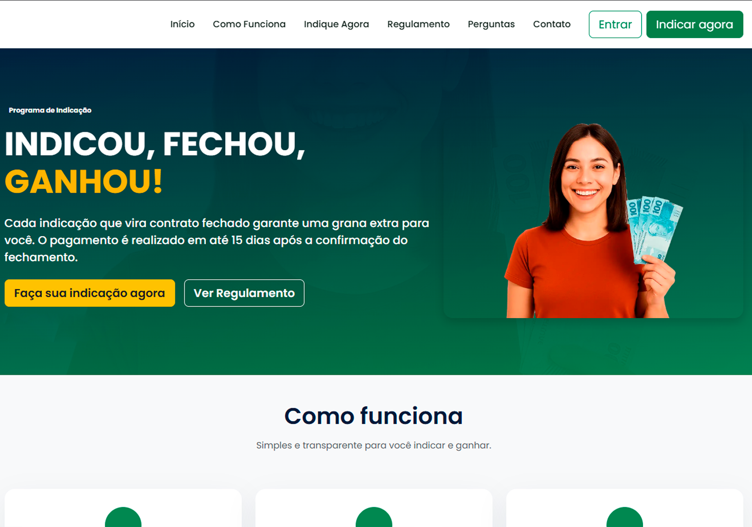 Landing Page Ganhoou - Página de divulgação do programa
