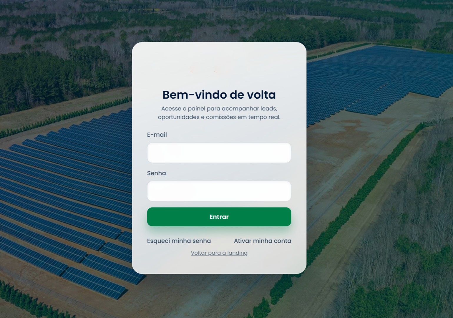 Tela de Login Ganhoou - Acesso seguro ao sistema